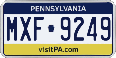 PA license plate MXF9249