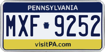 PA license plate MXF9252