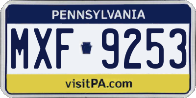 PA license plate MXF9253