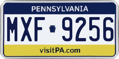 PA license plate MXF9256