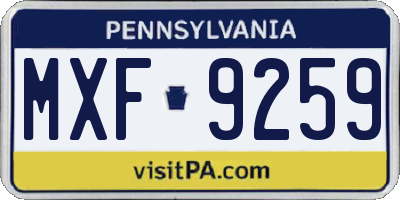 PA license plate MXF9259