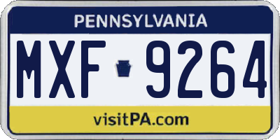 PA license plate MXF9264