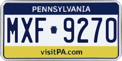 PA license plate MXF9270