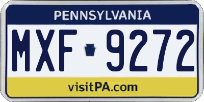 PA license plate MXF9272