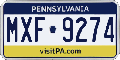 PA license plate MXF9274