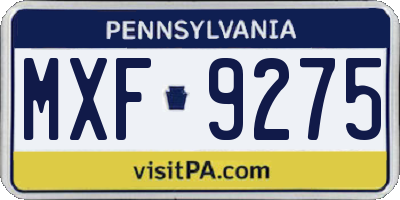 PA license plate MXF9275