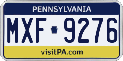 PA license plate MXF9276