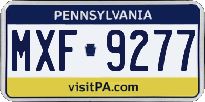 PA license plate MXF9277