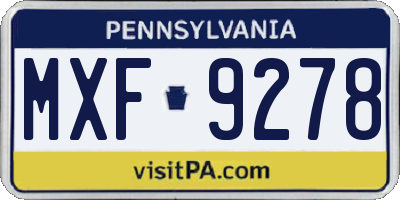 PA license plate MXF9278