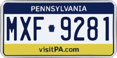 PA license plate MXF9281