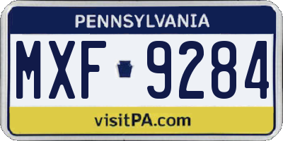 PA license plate MXF9284