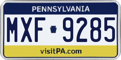 PA license plate MXF9285