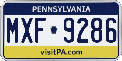 PA license plate MXF9286
