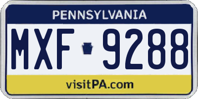 PA license plate MXF9288