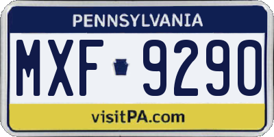 PA license plate MXF9290