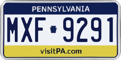 PA license plate MXF9291