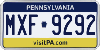 PA license plate MXF9292