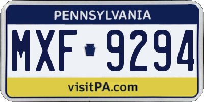 PA license plate MXF9294
