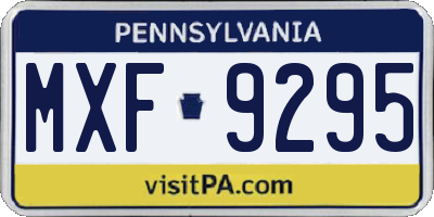 PA license plate MXF9295