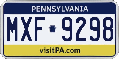 PA license plate MXF9298