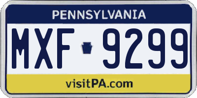 PA license plate MXF9299