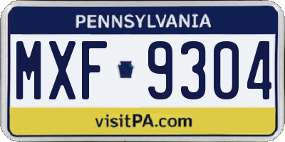 PA license plate MXF9304