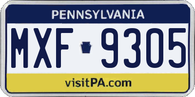 PA license plate MXF9305
