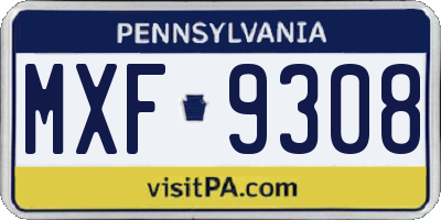 PA license plate MXF9308