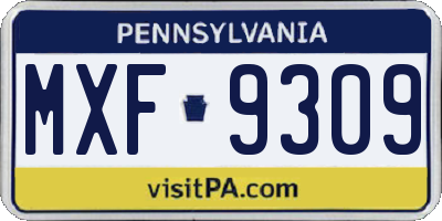 PA license plate MXF9309