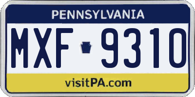 PA license plate MXF9310