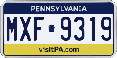 PA license plate MXF9319