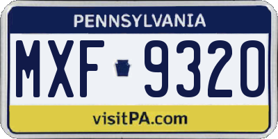 PA license plate MXF9320