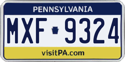 PA license plate MXF9324