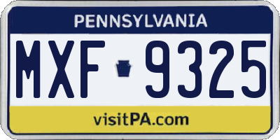 PA license plate MXF9325