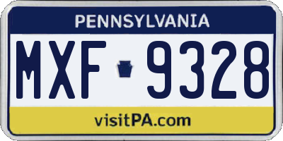 PA license plate MXF9328