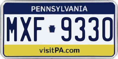PA license plate MXF9330