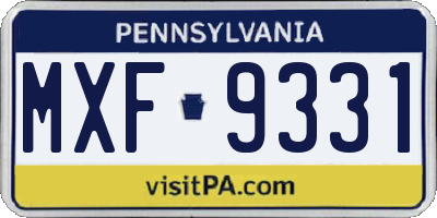 PA license plate MXF9331