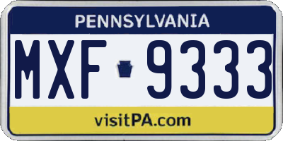 PA license plate MXF9333