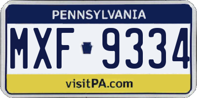 PA license plate MXF9334