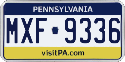 PA license plate MXF9336
