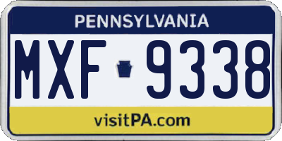 PA license plate MXF9338