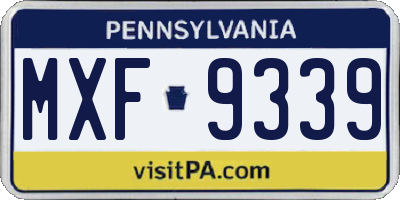 PA license plate MXF9339
