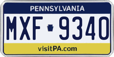 PA license plate MXF9340