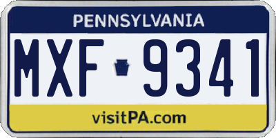 PA license plate MXF9341