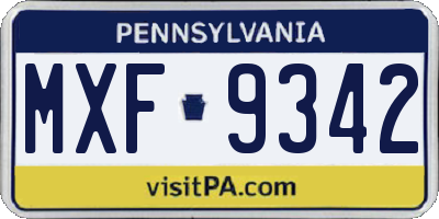 PA license plate MXF9342