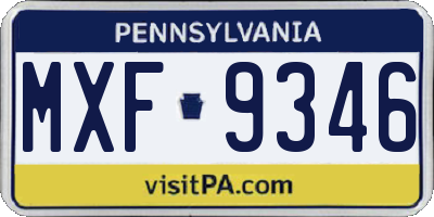 PA license plate MXF9346