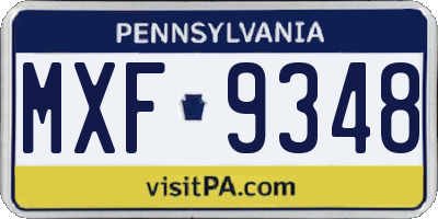 PA license plate MXF9348