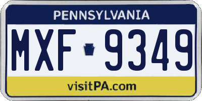 PA license plate MXF9349