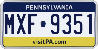 PA license plate MXF9351