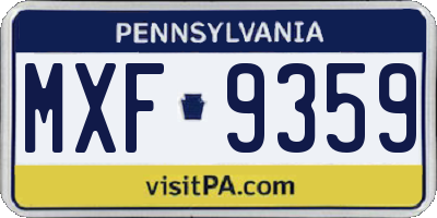PA license plate MXF9359